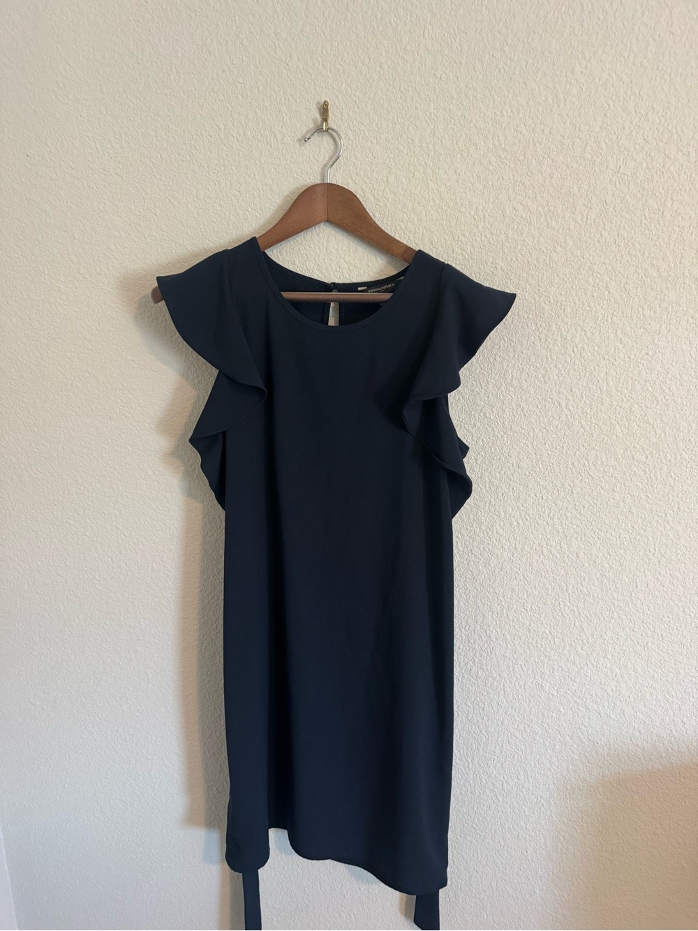 Banana Republic Navy Ruffle Sleeve Midi Dress